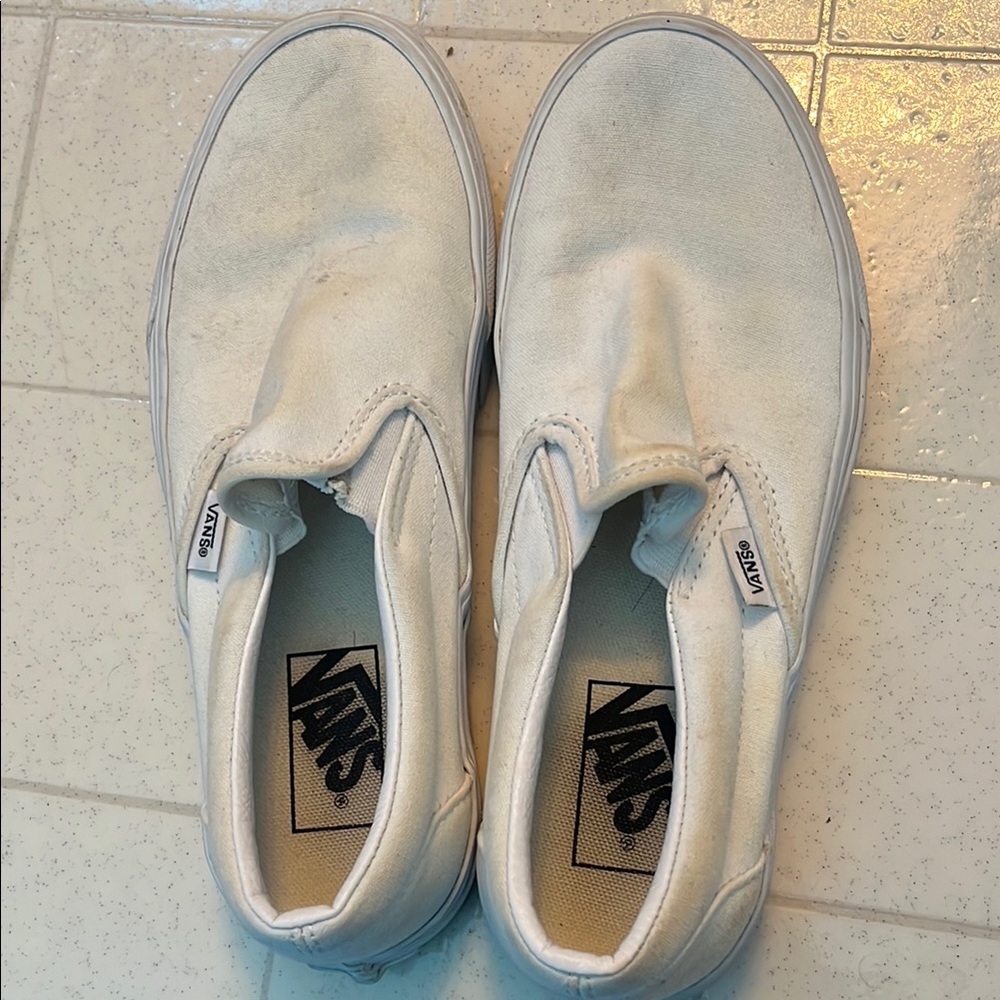 Vans White Slip-On Canvas Sneakers